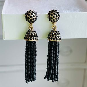 J.Crew Black Beaded Tassel Earrings